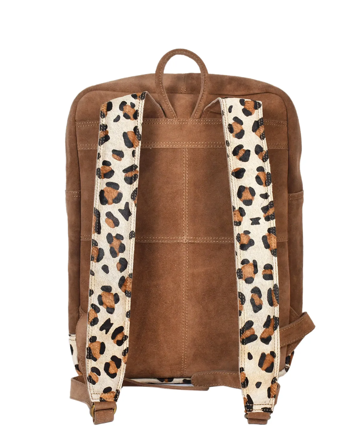 Celtic brown color suede leather with hair on leather backpack bag for office use with glorious look,  Art: BG-1179