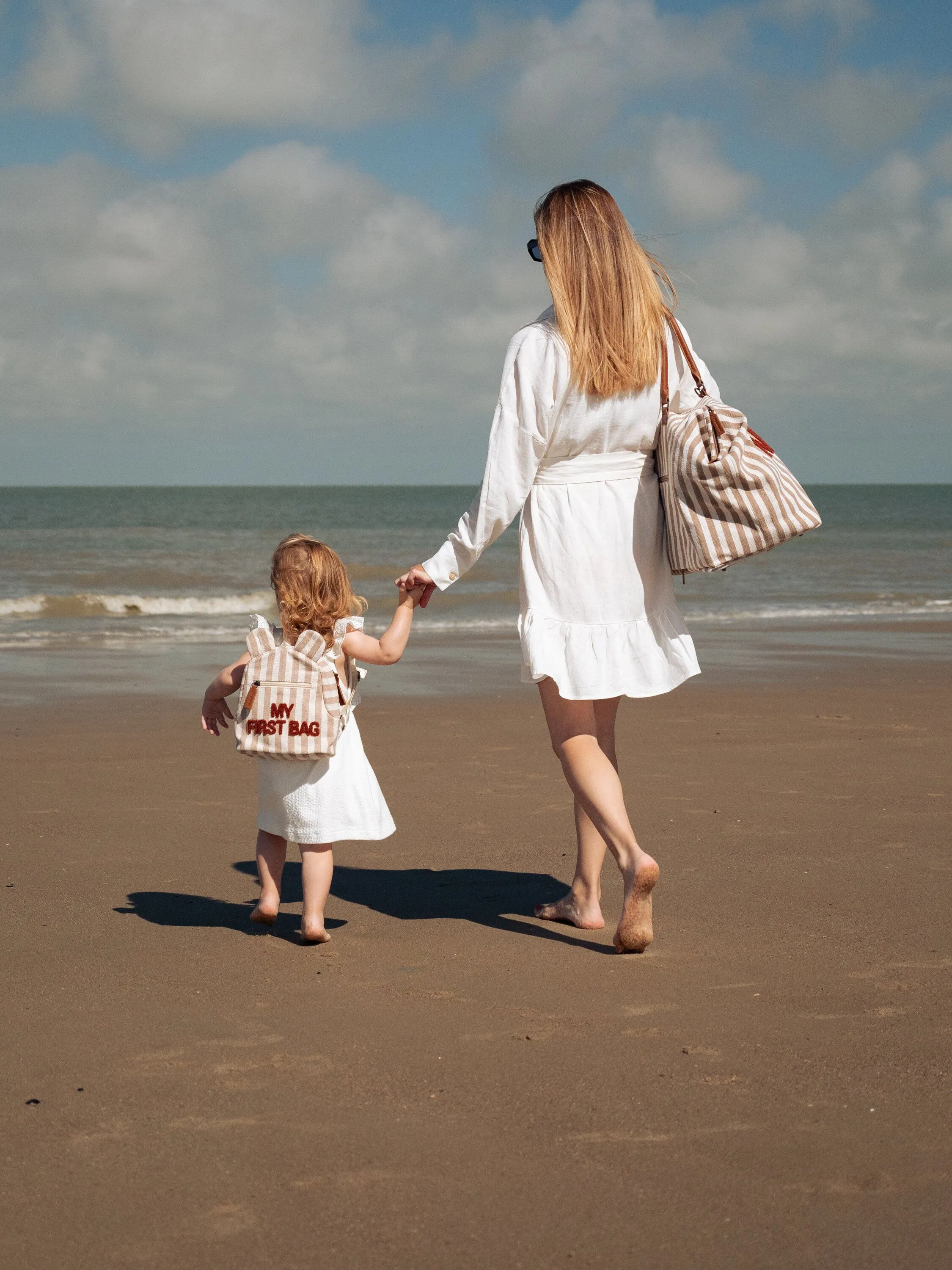 Childhome Weekend Bag Mommy Bag Nursing Bag | Stripes Nude /Terracotta