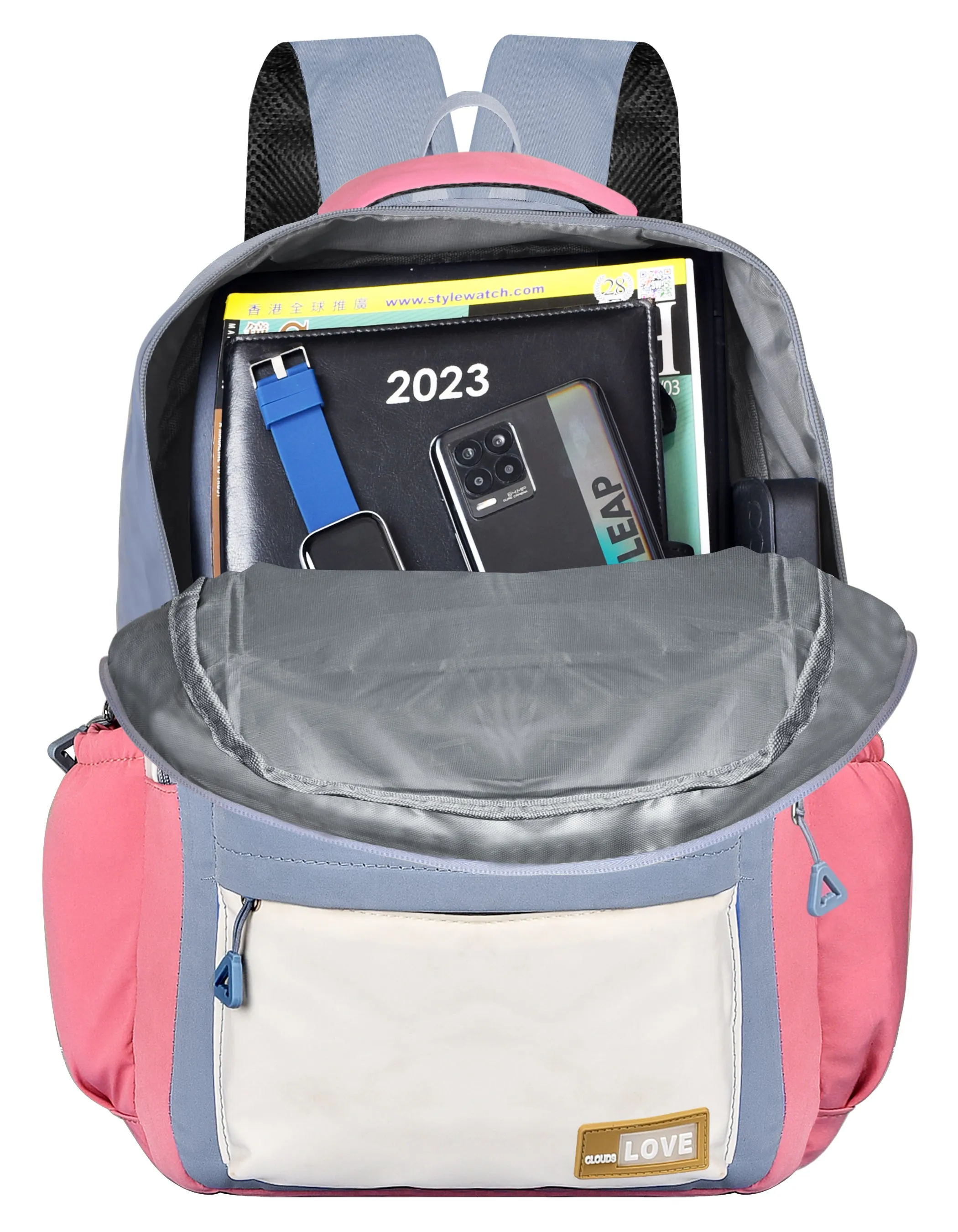 Clouds Love Right Backpack Cute, Colorful bags, Water Resistant and Lightweight(Pink/Blue)