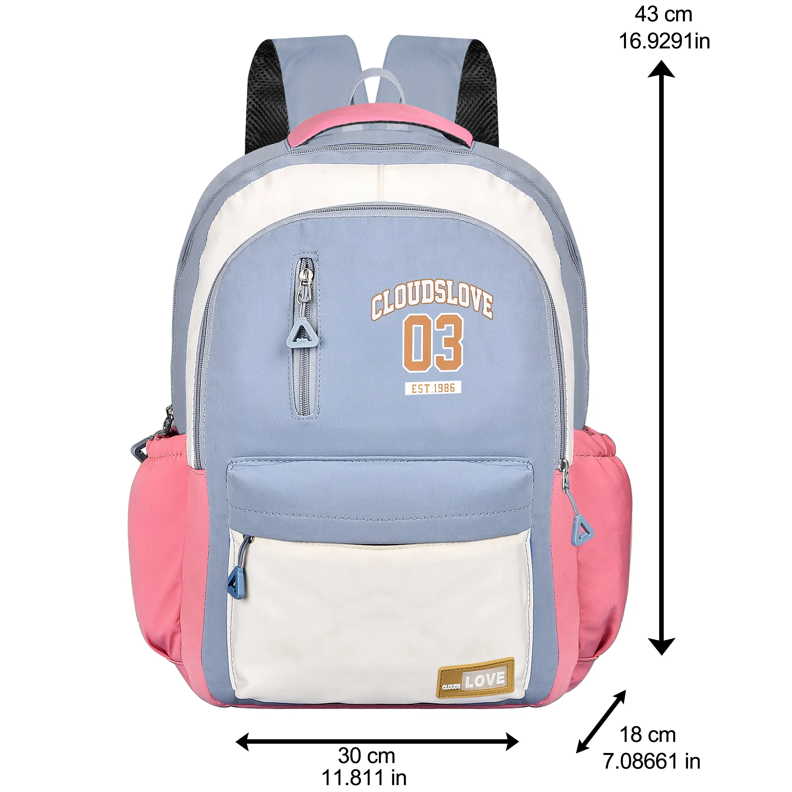 Clouds Love Right Backpack Cute, Colorful bags, Water Resistant and Lightweight(Pink/Blue)