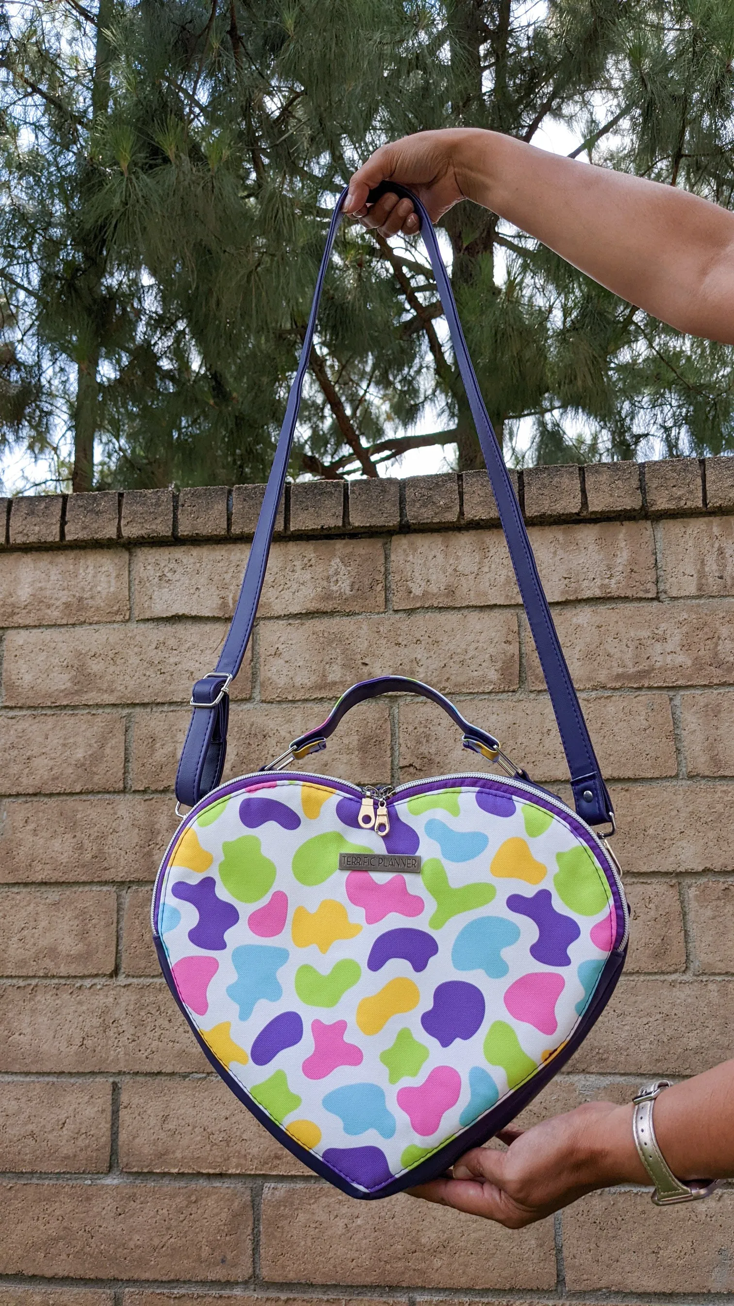 Colorful Cow Print Heart Bag