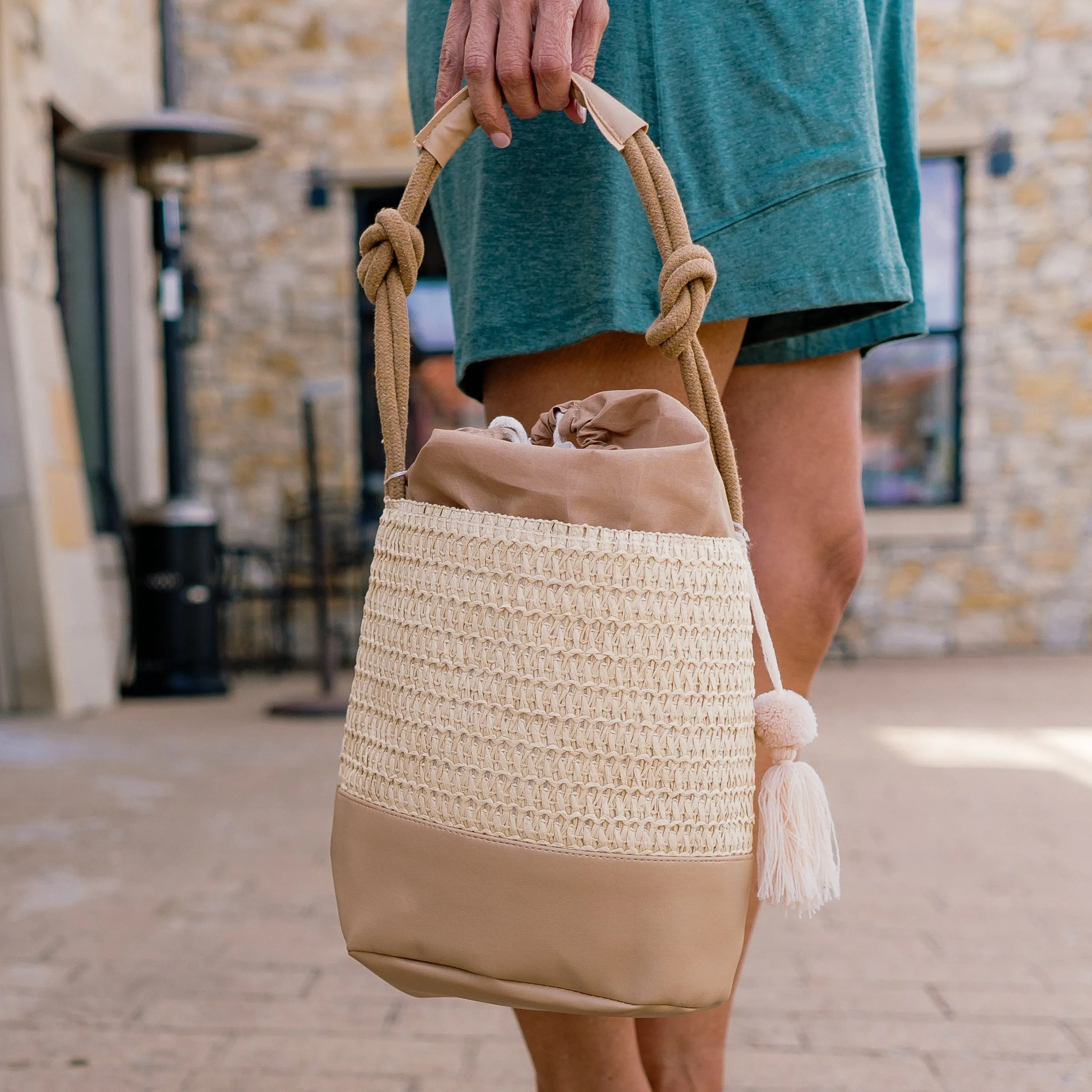 Cora Straw Ivory Bucket Bag with Tassel