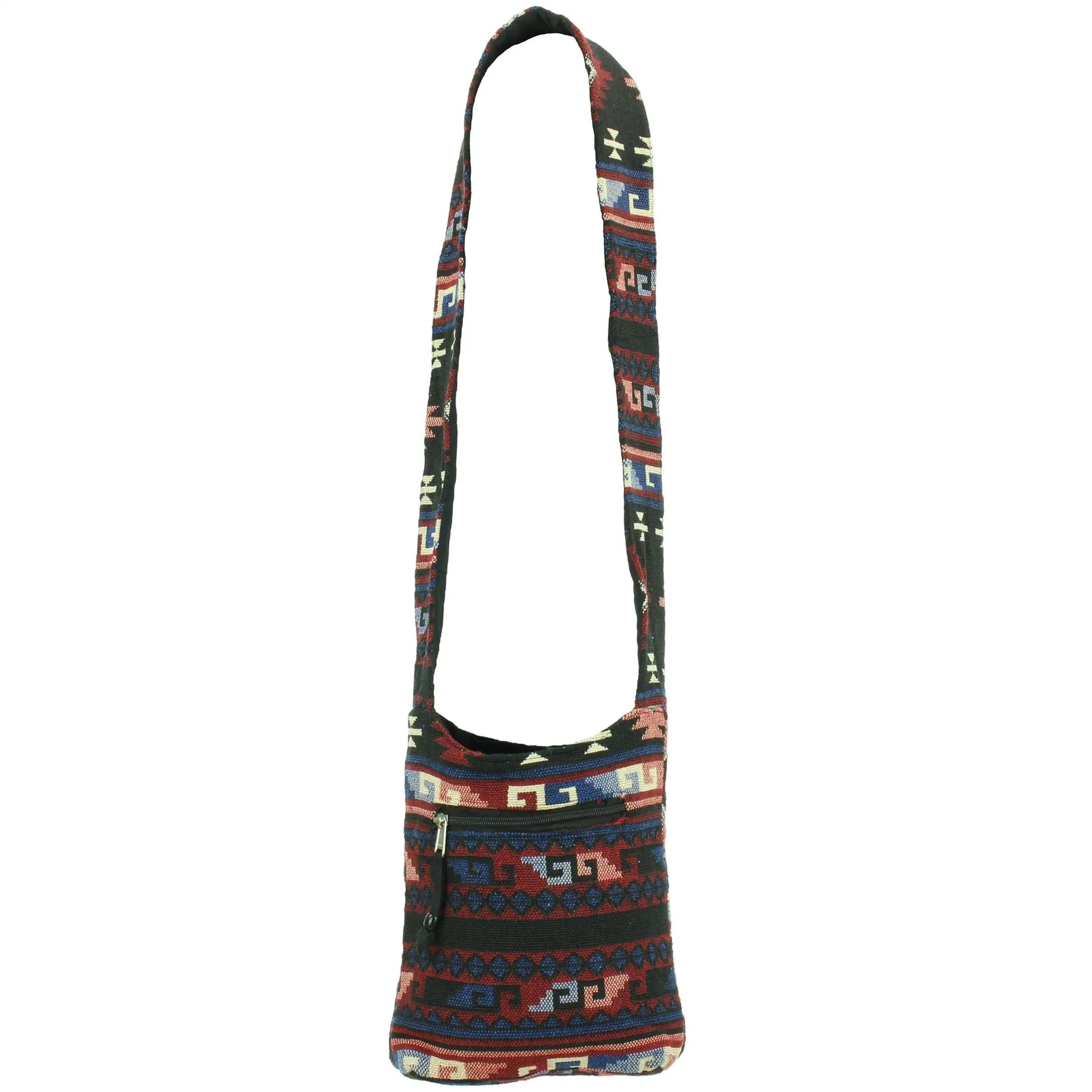 Cotton Canvas Sling Shoulder Bag - Aztec Dark Multi