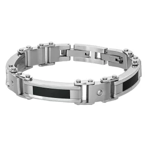 Cullinan Stainless Steel and Black Carbon Fiber Link Bracelet