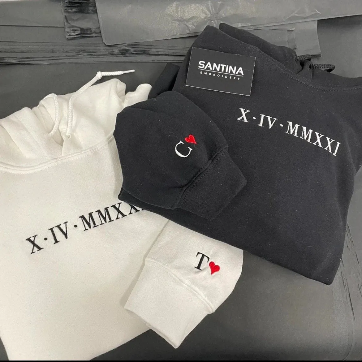 Custom Hoodies with Unique Roman Numeral Embroidery