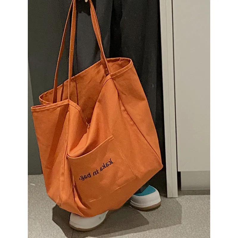 Customized Casual Canvas Bag Female  New Fashion Tote Bag Versatile Ins Large Capacity Bag Shopping Bag