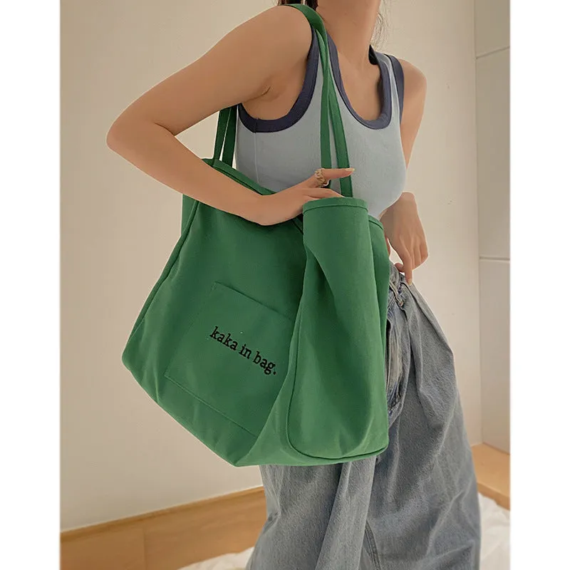 Customized Casual Canvas Bag Female  New Fashion Tote Bag Versatile Ins Large Capacity Bag Shopping Bag