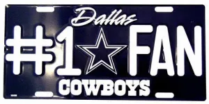 Dallas Cowboys #1 Fan NFL Embossed Metal License Plate