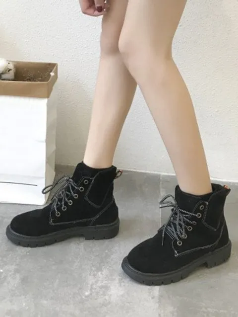 Delicate Heel Lacing Short Boots