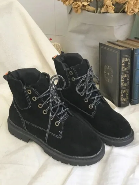 Delicate Heel Lacing Short Boots