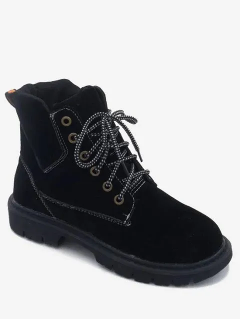 Delicate Heel Lacing Short Boots