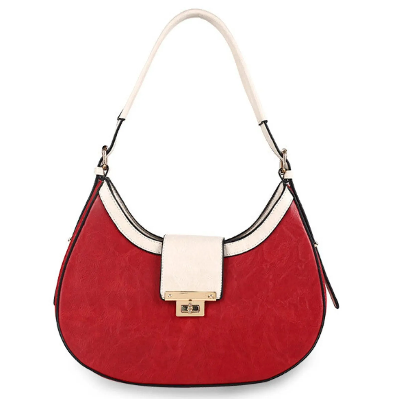 Delta Sigma Theta Inspired Shoulder Handbag Red Flap Rounded Bag for Women