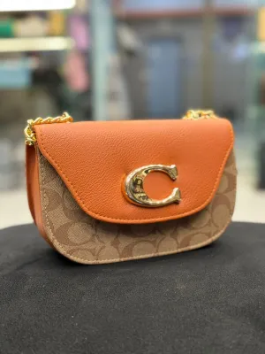 Demanding Collection: COACH Side Cross Body Bag for Girls (Orange   Brown)