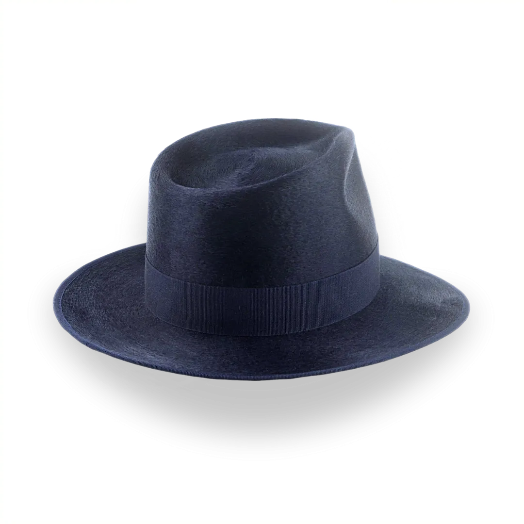 Denim Blue Luxurious Silk Finish Fedora for Men | The Zephyr