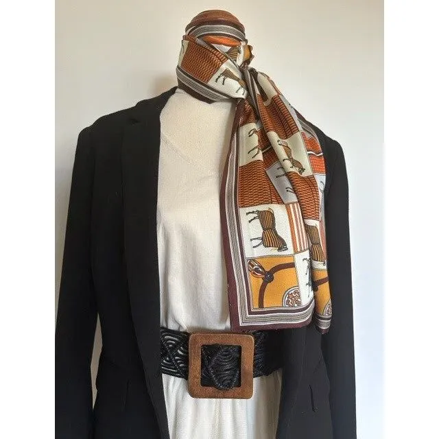 Designer Two Way Scarf - Russet Horses