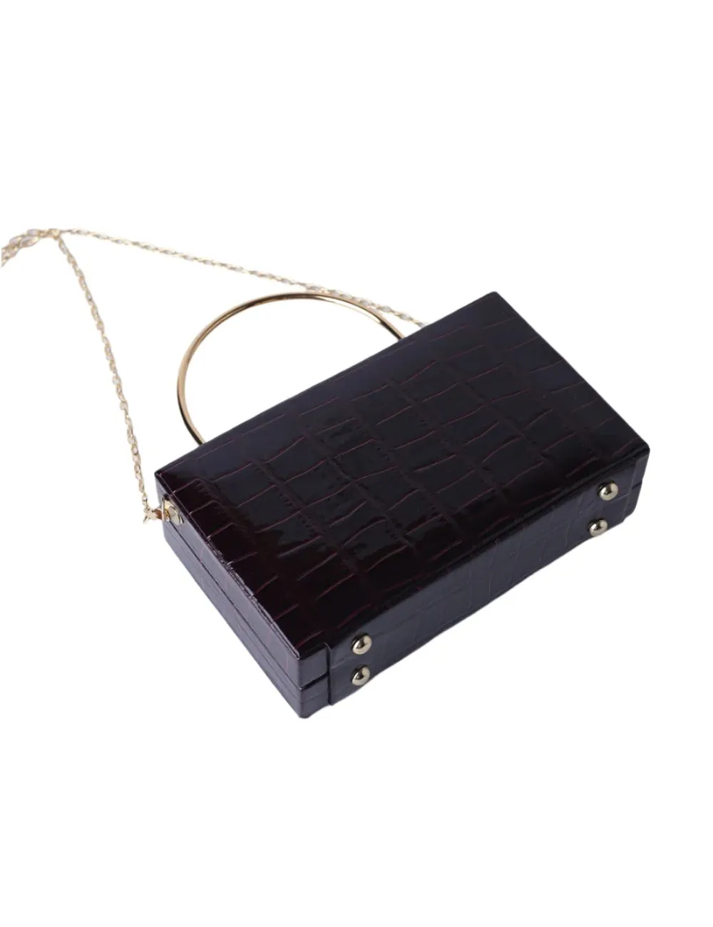 Elegance Croc-Embossed Espresso Clutch