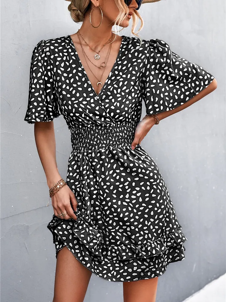 Fashion Floral Graceful Slim Short Dresses