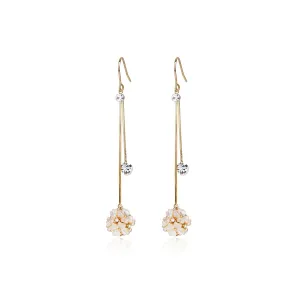 Four-leaf Flower Ball Gold Earrings