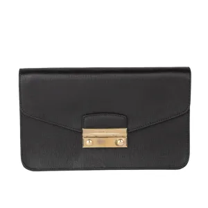 Furla Julia Pochette Shoulder Bag -  Saffiano Black and Gold