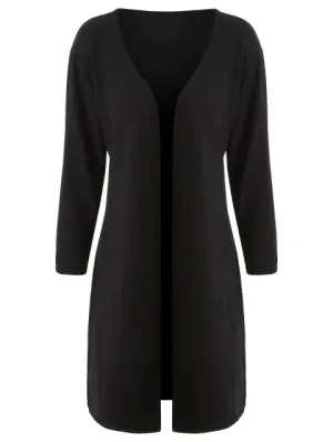 Graceful Front Side Slit Long Cardigan