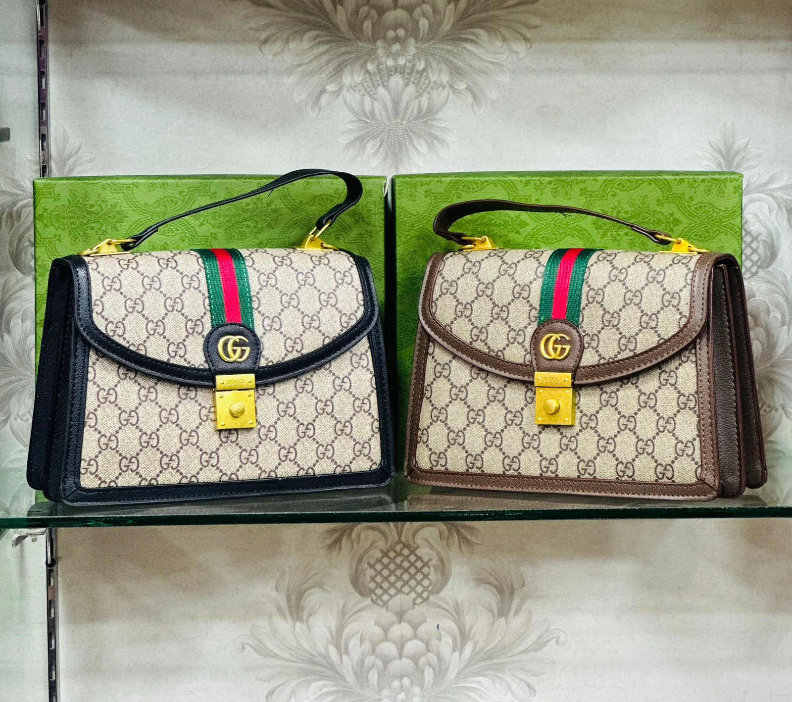 Gucci-Inspired Ophidia Bag with Long Chain and Branded Packing (Brown)