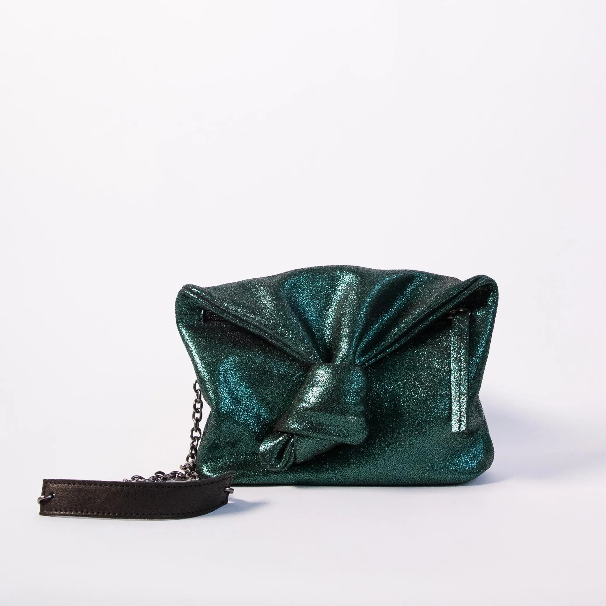 Harpers Emporium Knot Bag on Chain in Bottle Green