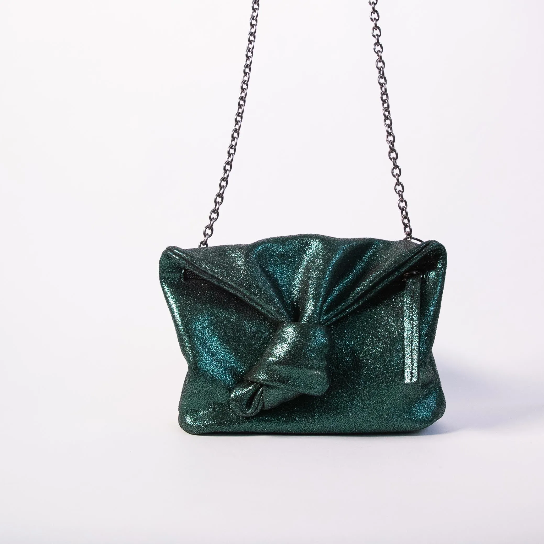 Harpers Emporium Knot Bag on Chain in Bottle Green