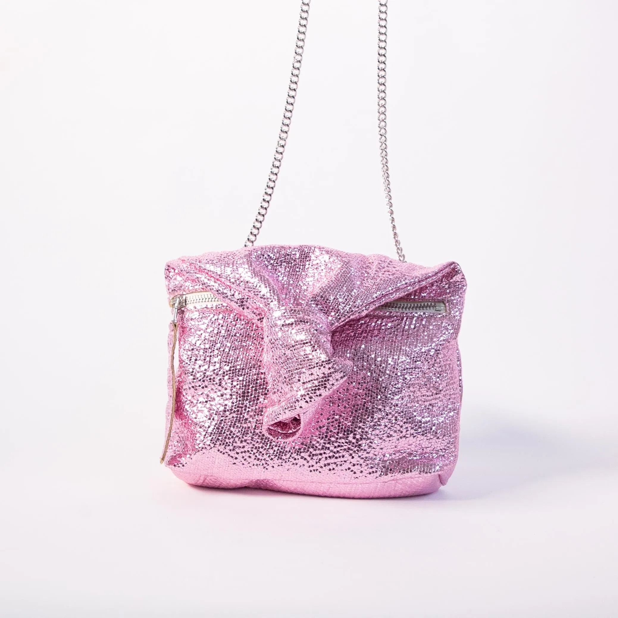 Harpers Emporium Knot Bag on Chain in Bright Pink