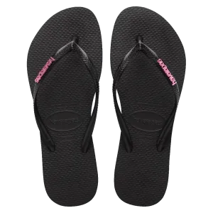 Havaianas Slim Logo Metallic - Blk/Pink