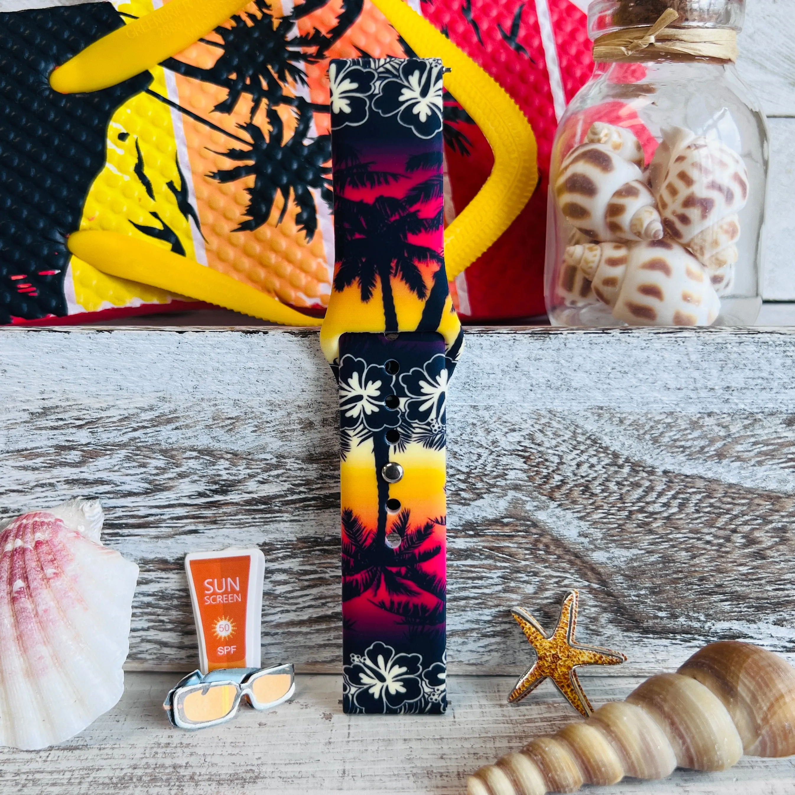 Hawaiian Shirt Print Silicone Band For Samsung Watch