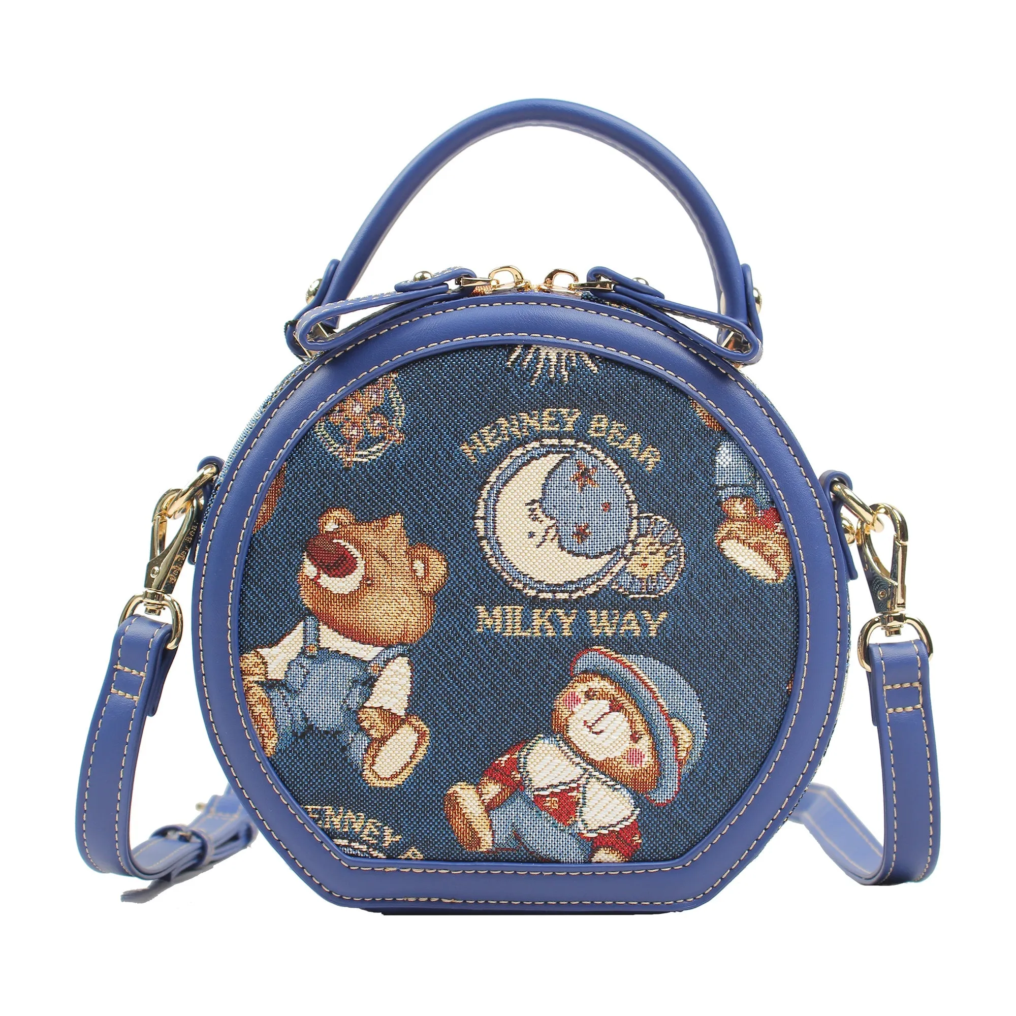 Henney Bear Leatherette Round Crossbody Bag