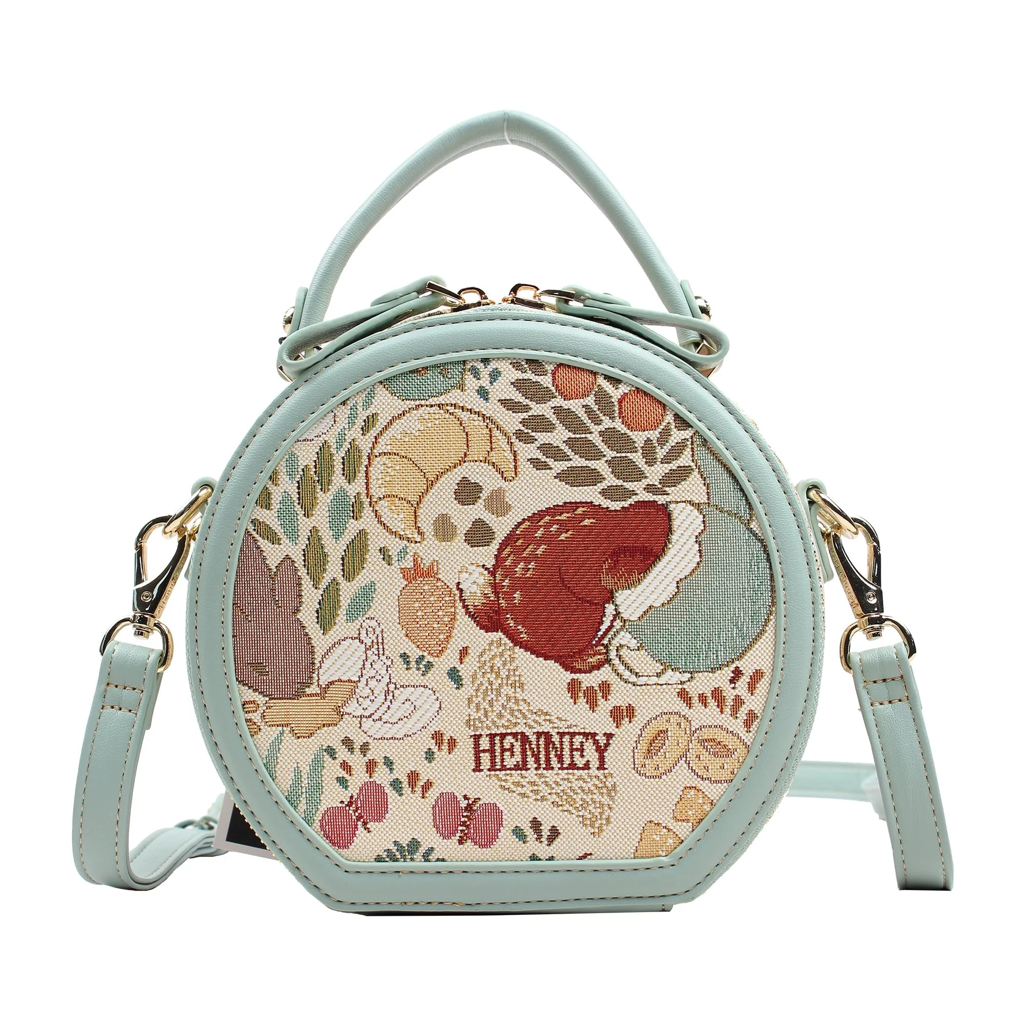 Henney Bear Leatherette Round Crossbody Bag