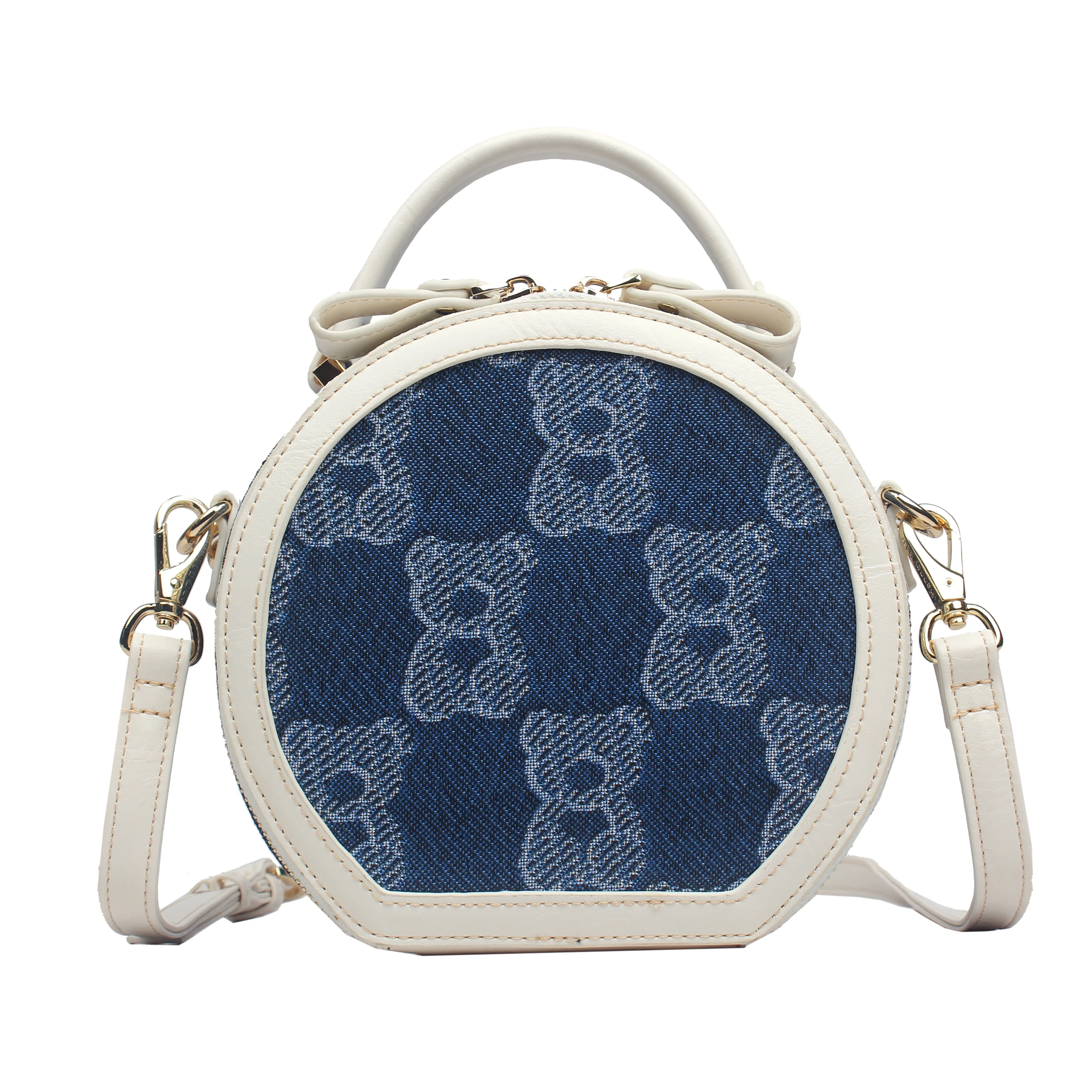 Henney Bear Leatherette Round Crossbody Bag