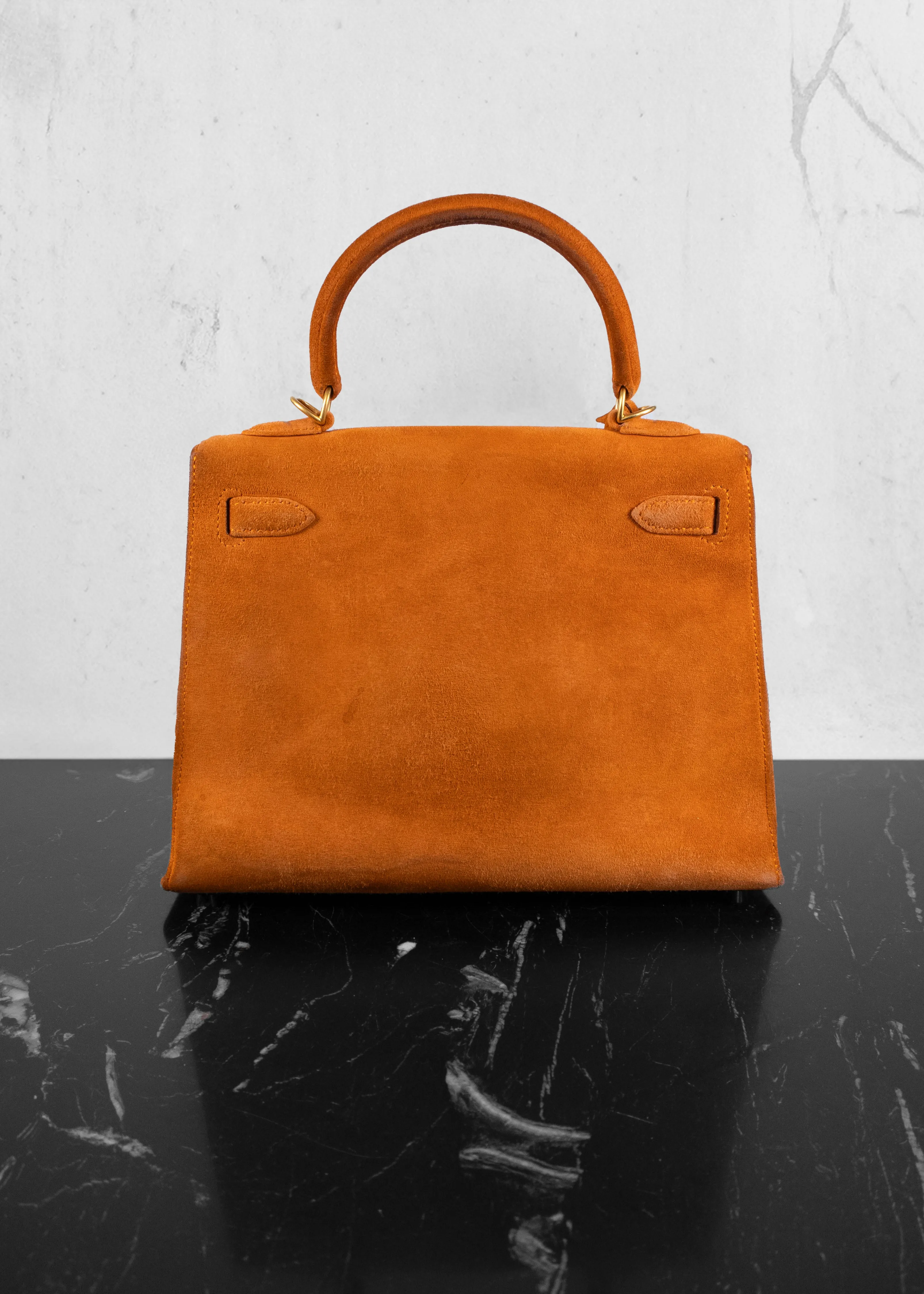 Hermès Kelly Orange Suede 25 Handbag