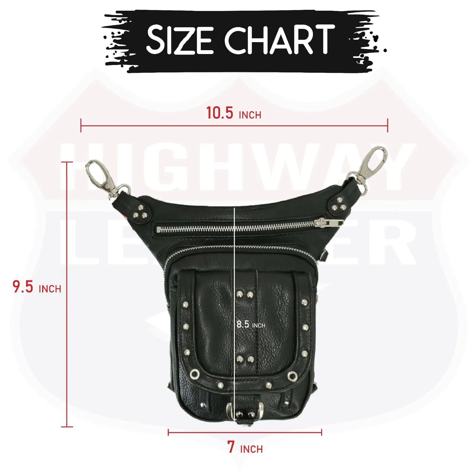 HL80197BLACK LEATHER Thigh Drop Leg Bag Gun Holster Bag Waist Bag Fanny Pack Messenger Bag