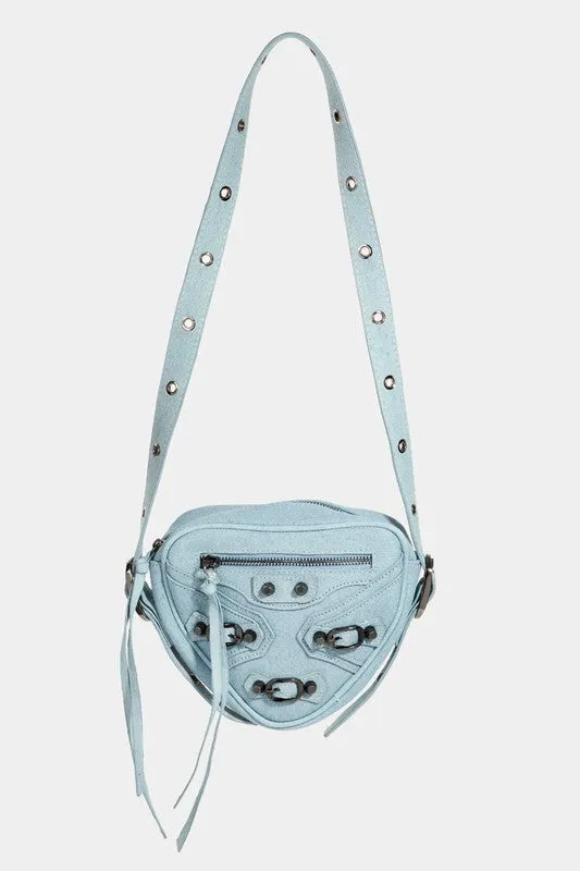 Hot Girl Fame Leather Triangle Crossbody Bag