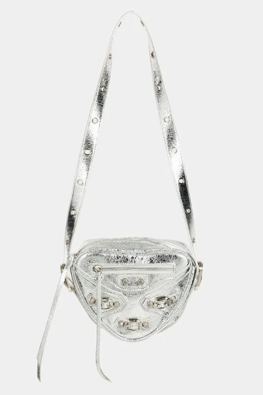 Hot Girl Fame Leather Triangle Crossbody Bag