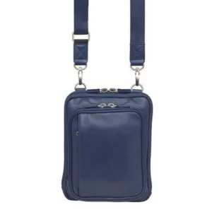 Indigo RFID lined Compact Leather Crossbody Pouch