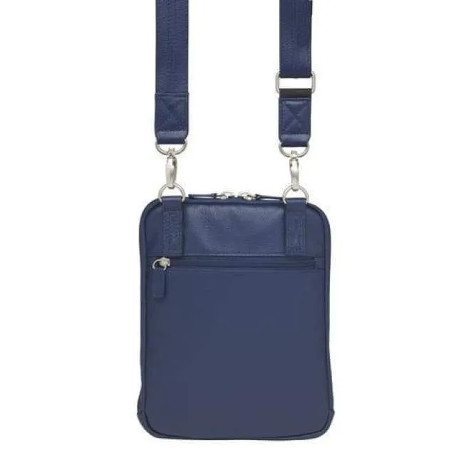 Indigo RFID lined Compact Leather Crossbody Pouch