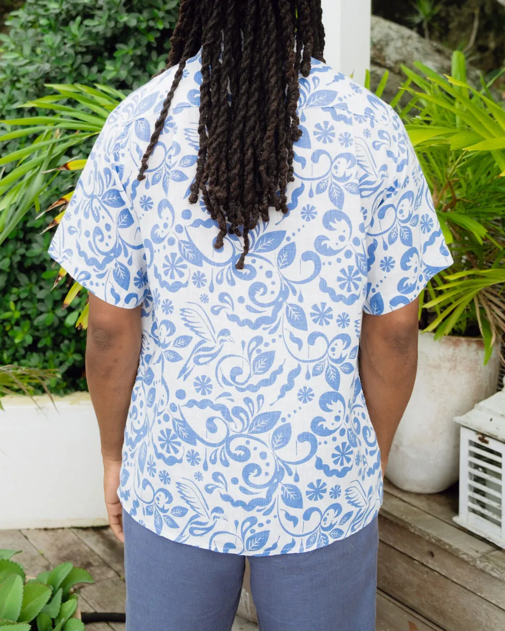 Irie Linen Shirt - Blue Bird Print