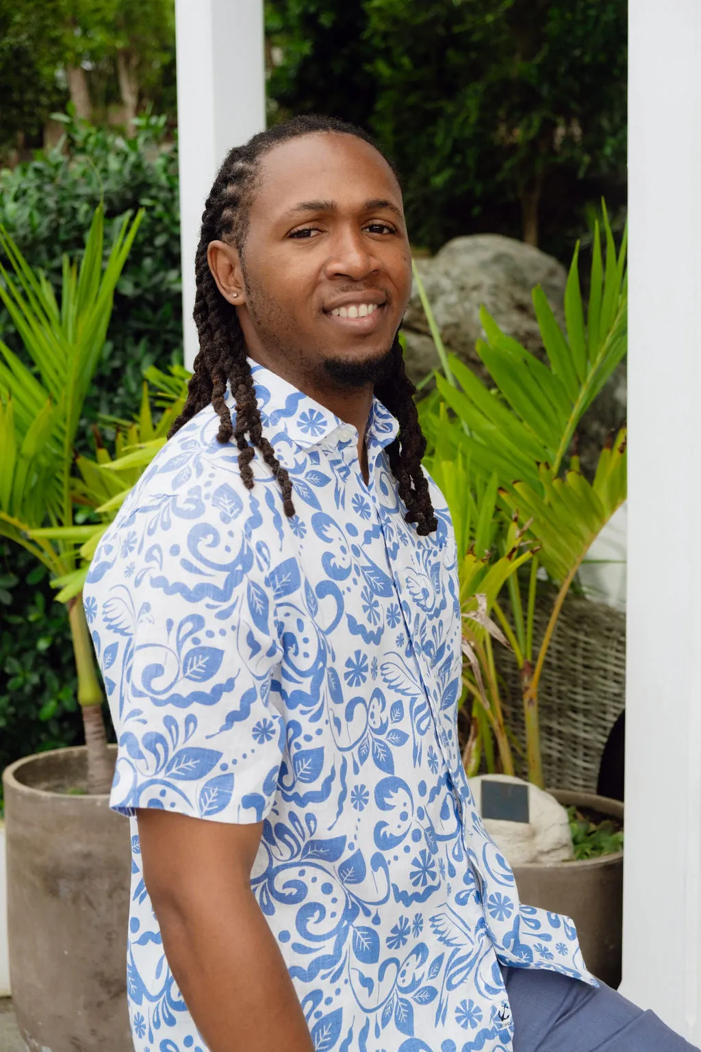 Irie Linen Shirt - Blue Bird Print