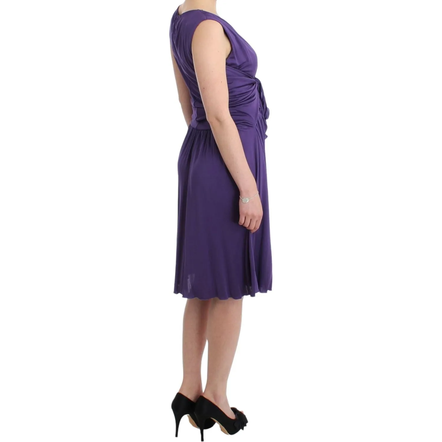 John Galliano Elegant Purple Knee-Length Jersey Dress