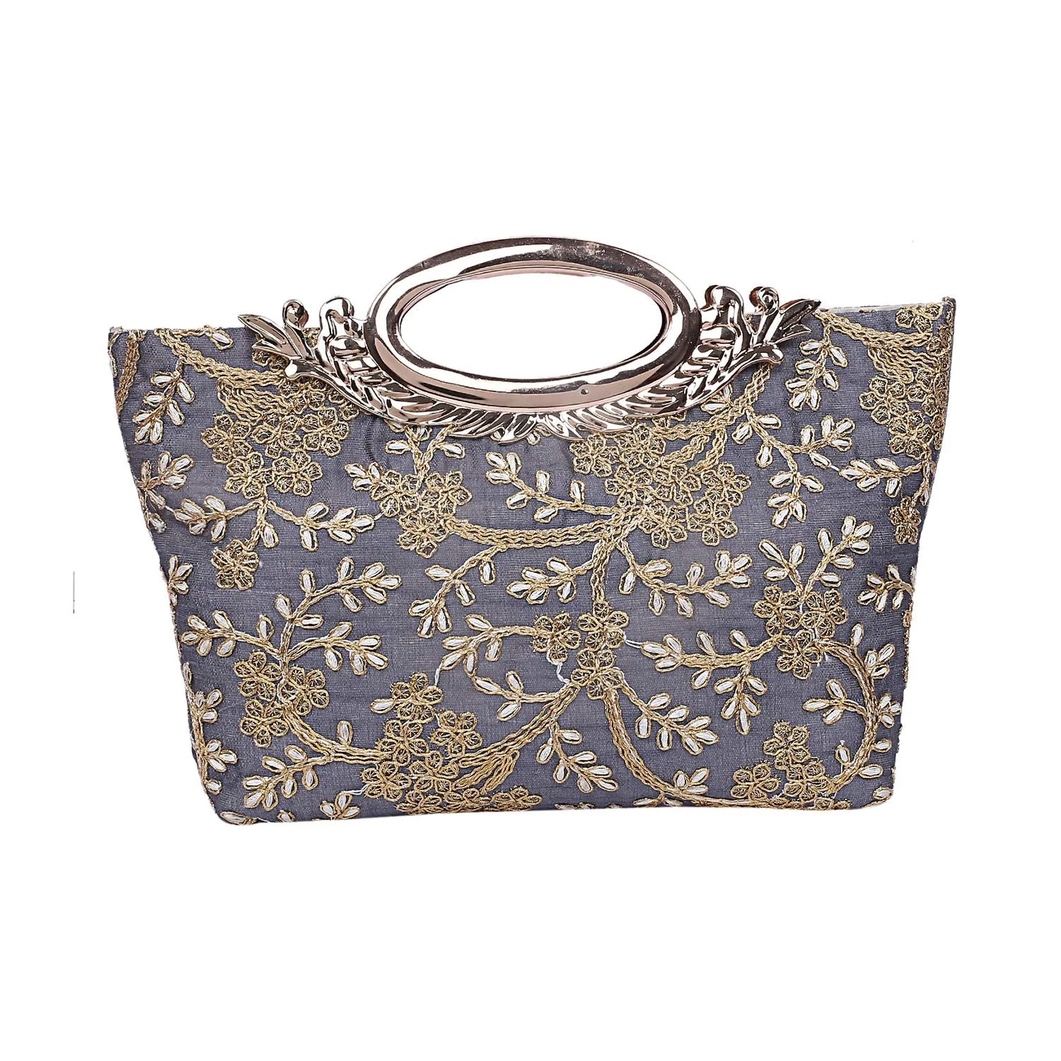 Kuber Industries Silk Clutch Ladies Handbag (Grey) -CTKTC8788