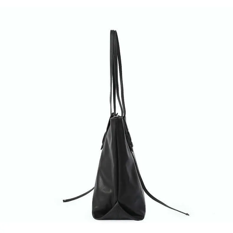 Large Black Premium Leather Tote Bag