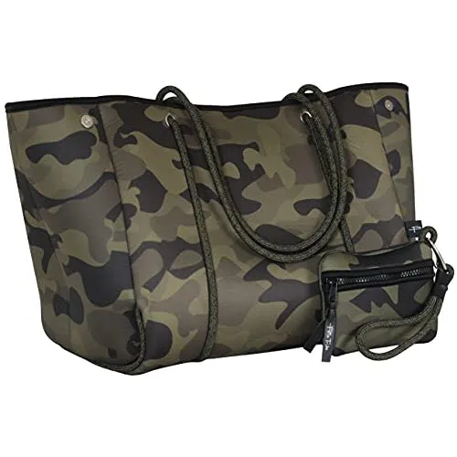 Large Neoprene Tote Bag for Women Camo