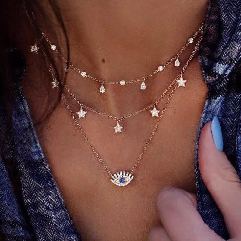 Layered Necklaces for Women with Cross Pendants and Coin Pendants