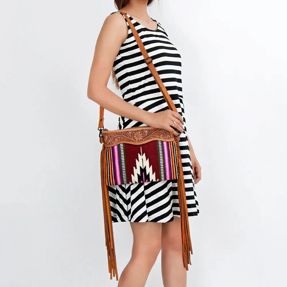 Leather Saddle Blanket Fringe Crossbody