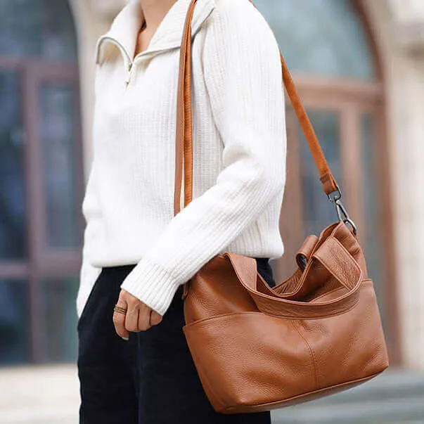 Leather Tote Handbag - Versatile Shoulder Bag