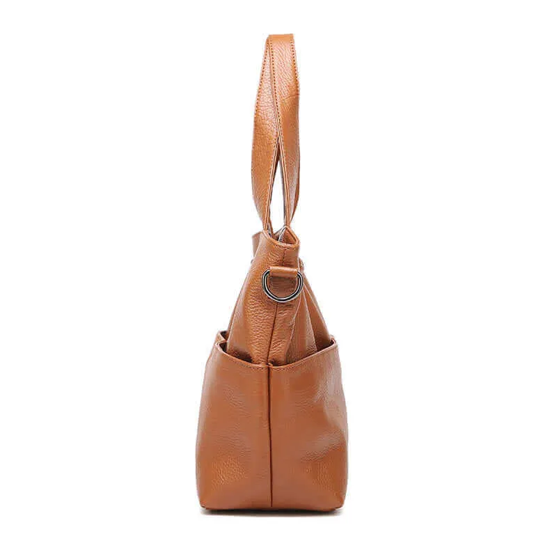 Leather Tote Handbag - Versatile Shoulder Bag