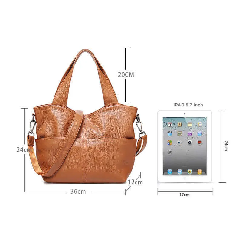 Leather Tote Handbag - Versatile Shoulder Bag